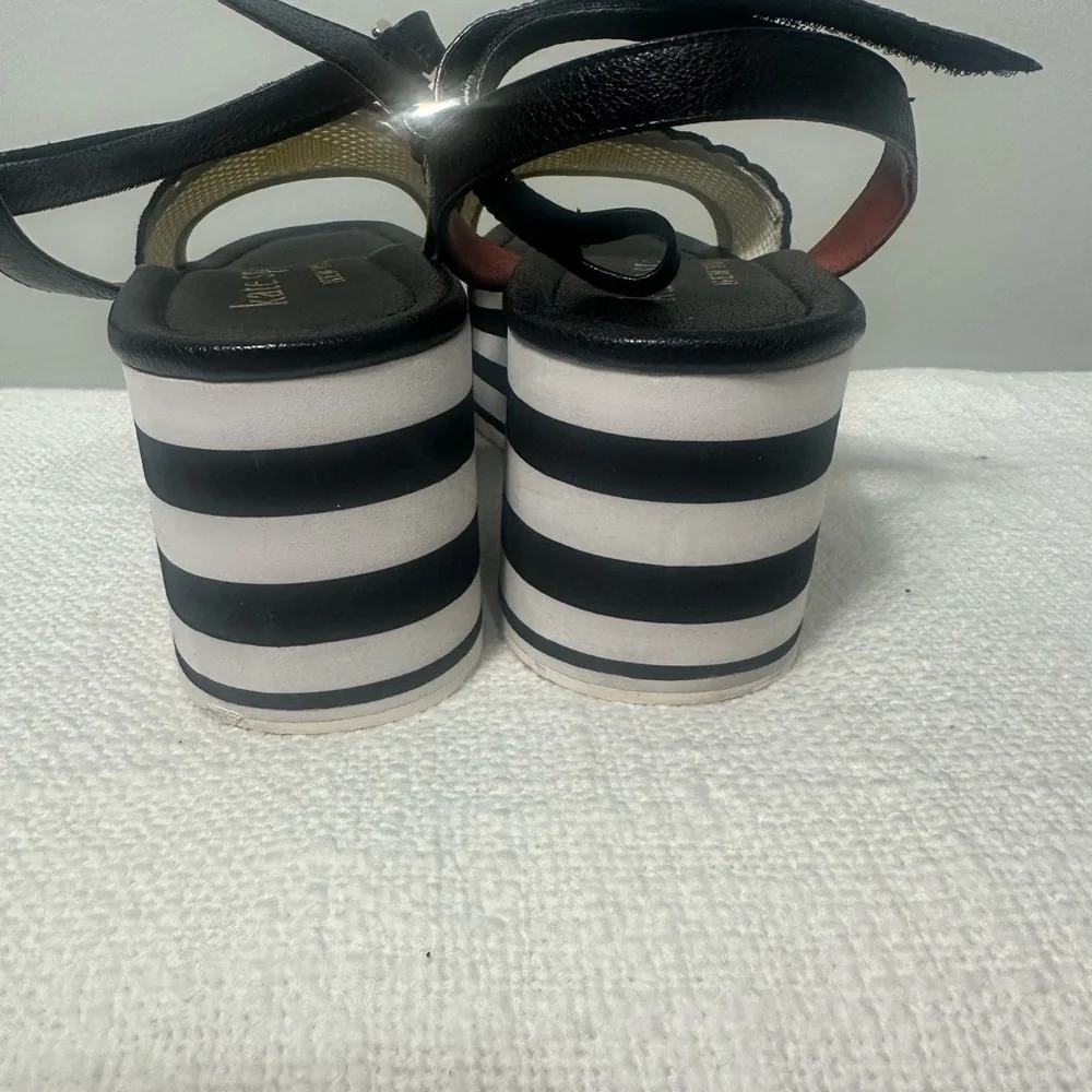 Kate Spade Platform Sandals Black White Striped Size 10 Like New